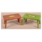 Two Signed Ebersole Painted Footstools.