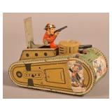 Marx Tin Lithograph Wind-Up Doughboy Tank.