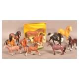 11 Molded Plastic Horse Figures. (4 Breyer).