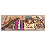 Lot of Horse Blankets, Bridals and Bits.