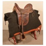 Vintage Tooled Leather English Saddle.