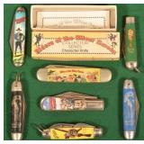 Seven Vintage Cowboy Character Pocket Knives.