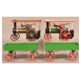 Two Mamod TE1A Steam Tractors with Wagons.