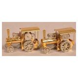 Two Miniature Brass Steam Tractors.