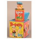 Mattel Tin Lithograph Popeye Music Box.
