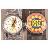 Keebler Elf and Ritz Crackers Wrist Watches.