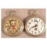 2 Various Betty Boop Character Pocket Watches.
