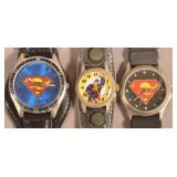 Three Vintage /Modern Superman Wrist Watches.