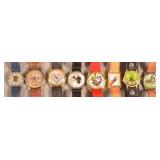 Eight Various Charater Wrist Wathes.