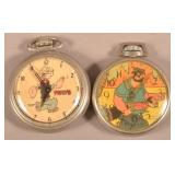 Two Vintage Popeye Character Pocket Watches.