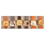 Six Cartoon Character Wrist Watches.