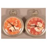 Vintage Willie Mays & Babe Ruth Pocket Watches.