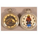 Nipper and Smokey Character Pocket Watches.