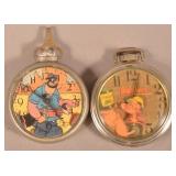 Two Vintage Popeye Character Pocket Watches.