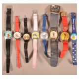 Eight Various Cartoon Character Wrist Watches.