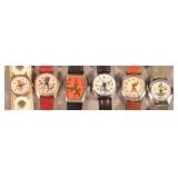 Six Various Cartoon Character Wrist Watches.