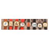 Eight Various Character Wrist Watches.