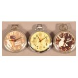 Three Vintage Baseball Player Pocket Watches.