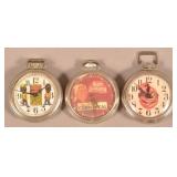 Three Black Americana Pocket Watches.