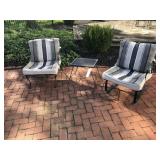 (2) Metal Frame Patio Chairs with Table