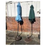 (2) Patio Umbrellas with Stands
