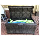 Plastic Storage Container with Pool Noodles, etc.