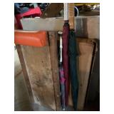 (2) Folding Tables, Creeper, Umbrellas
