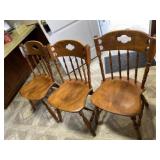 (3) S. Bent Maple Plank Seat Chairs