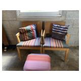 (3) Upholstered Chairs with Foot Stool