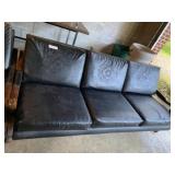Mid-Century Vinyl Upholstered Sofa and Armchair