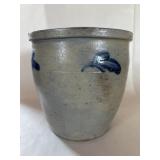Stoneware Crock w/ Blue Slip Decoration