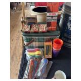 Vtg. Picnic Basket & N.O.S. Utensils