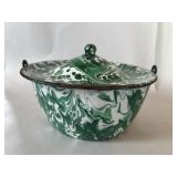Green Swirl Agate Basin w/ Lid