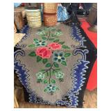 Vtg. Floral Hooked Rug