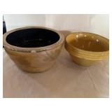 Stoneware Tapered Side Crock & Yellowware Bowl