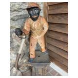 Vtg. Cast Iron Lawn Jockey Horse Tie