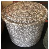 Unusual Brown & White Speckled Agate Pot w/ Lid