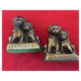 (2) Brass "Orphans" Dog Bookends