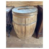 Vtg. Wooden Barrel w/ Lid