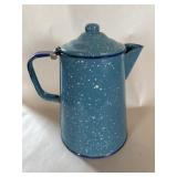 Blue Speckled Enamelware Coffee Pot
