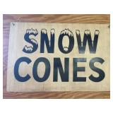 Snow Cones Tin Advertising Sign
