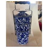 Blue Swirl 4-section Stackable Picnic Set