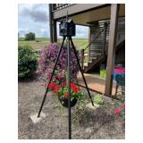 Cast Iron Tripod w/ Birdhouse & Cast Iron Pot