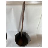 Small Cast Iron Cauldren & Unusual Strainer/Ladle