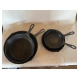 (4) Unmarked Cast Iron Pans