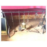 7 Pc. Wrought Iron & Brass Fireplace Set