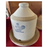 Stoneware Chick Water w/ Blue Decoration