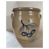 W. A. Magouoid Pottery Work Blue Slip Cherry Crock