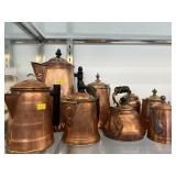 Copper Coffee and Teapots with Creamers Copper Coffee and Teapots with Creamers