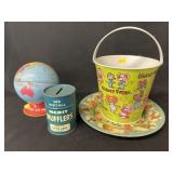 Advertising Tin Litho Sand Pail with Still Banks Advertising Tin Litho Sand Pail with Still Banks